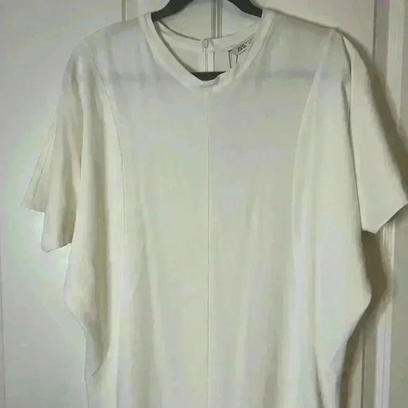 NWT Zara White Flowy Midi Back Slit Dress - Picture 8 of 11